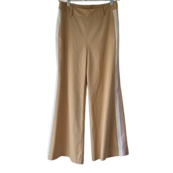 ALEXIS Pants XS Lennox Cropped Trousers Tan with Pink Stripe Wide Leg - Picture 1 of 13